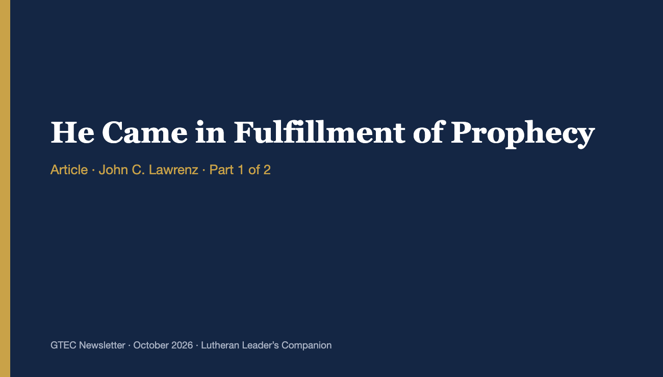 He Came in Fulfillment of Prophecy (Part 1)