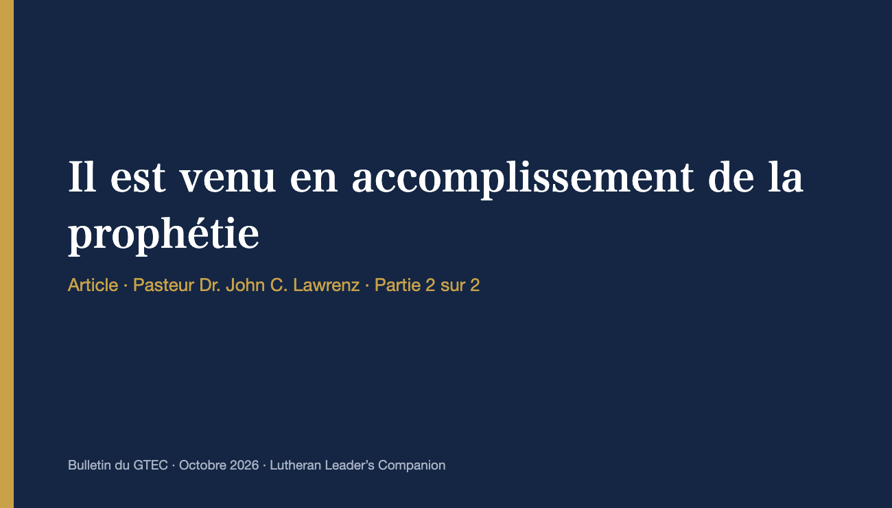 Il est venu en accomplissement de la prophétie (Partie 2)